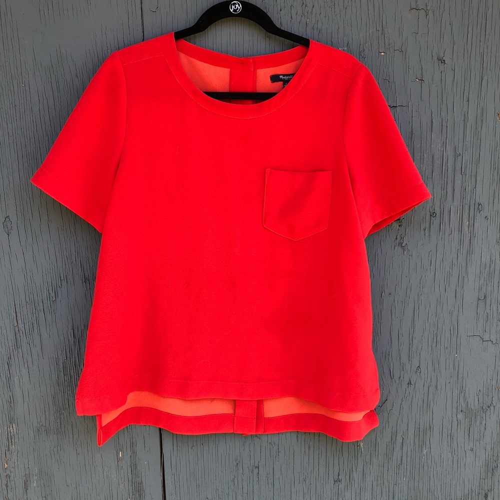 Red Madewell button back top (size L) NWOT